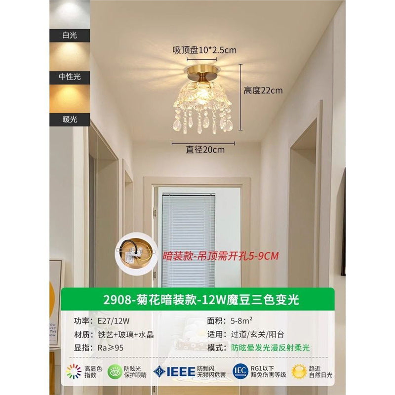 Aisle light corridor light led modern casual cream frenchaccessible luxury crystal light entrance porch balcony ceiling light