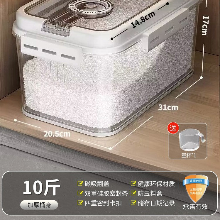 Rice bucket Household rice tank Insect-proof and moisture-proof sealed flour storage tank Rice storage box Food grade rice noodle container