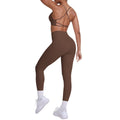 New arrival cross-border fashion double-sided nylon beautiful back tight cross sports yoga suit running fitness two-piece set