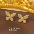 【titanium steel】luxury butterfly necklace for women - stainless steel, new design, unique, high-end copper inlaid with zircon jewelry set