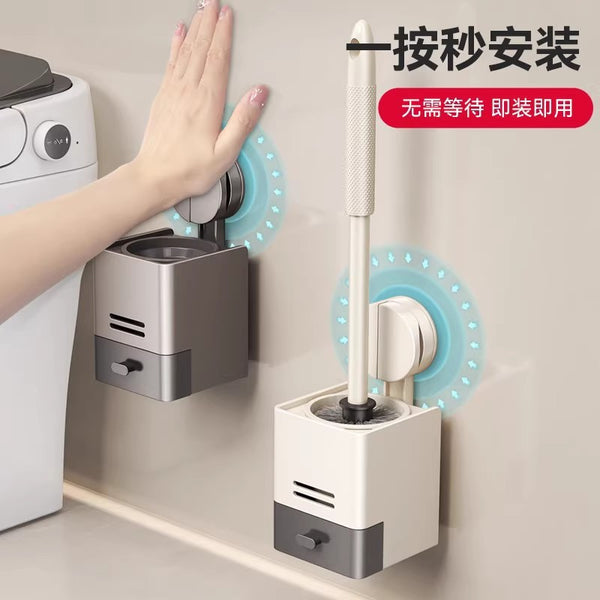 Space aluminum toilet brush No dead ends Washing toilet artifact Brush Wall hanging No punching Household bathroom Cleaning utensils