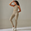 European and american seamless yoga outfit for women: shaping top, sports tank top, high-waisted tummy control leggings, fitness set