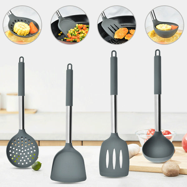 Silicone shovel stir-fry spatula non-stick pan special colander spoon soup spoon fried fish leak shovel household high temperature kitchen utensils set