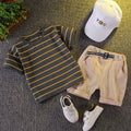 Boys' summer outfit  new arrival: baby boy short-sleeve set, summer infant and toddler boy two-piece striped casual outfit