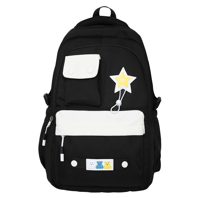 New ins college style large-capacity schoolbag Japanese simple  style backpack solid color value student bag