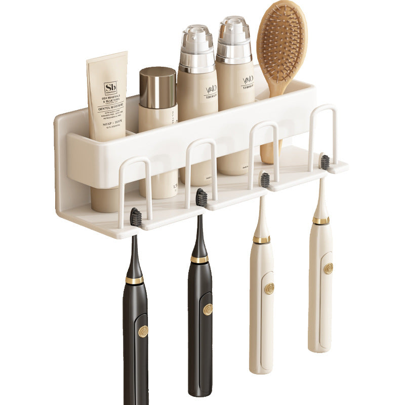 White toothbrush rack, no punching bathroom, electric mouthwash cup storage rack, wall-mounted tooth cup set
