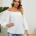 european and american cross-border foreign trade women's clothing  new independent station pure color one-line collar chiffon tops trendy