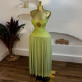 European and american cross-border women's fashion:  summer new arrival - elegant, fresh, green cutout sleeveless cami dress