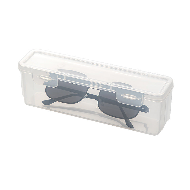 Desktop transparent dust-proof with cover glasses storage box Plastic sealing Multifunctional stackable portable sunglasses storage box