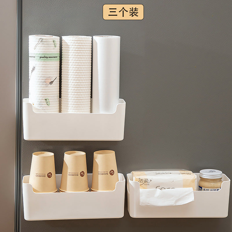 Kitchen seasoning, bathroom tissue sundries storage box, plastic refrigerator side multi-functional plastic wrap wall-mounted storage box