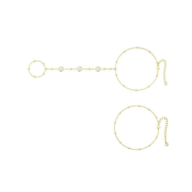 European and american new fashion minimalist bracelet finger bracelet 14k gold plated layered stackable women's jewelry bracelet