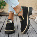 New arrival: women's chunky low-top loafers with side zipper – plus size, british style, slip-on flats – perfect for cross-border e-commerce,  supplier