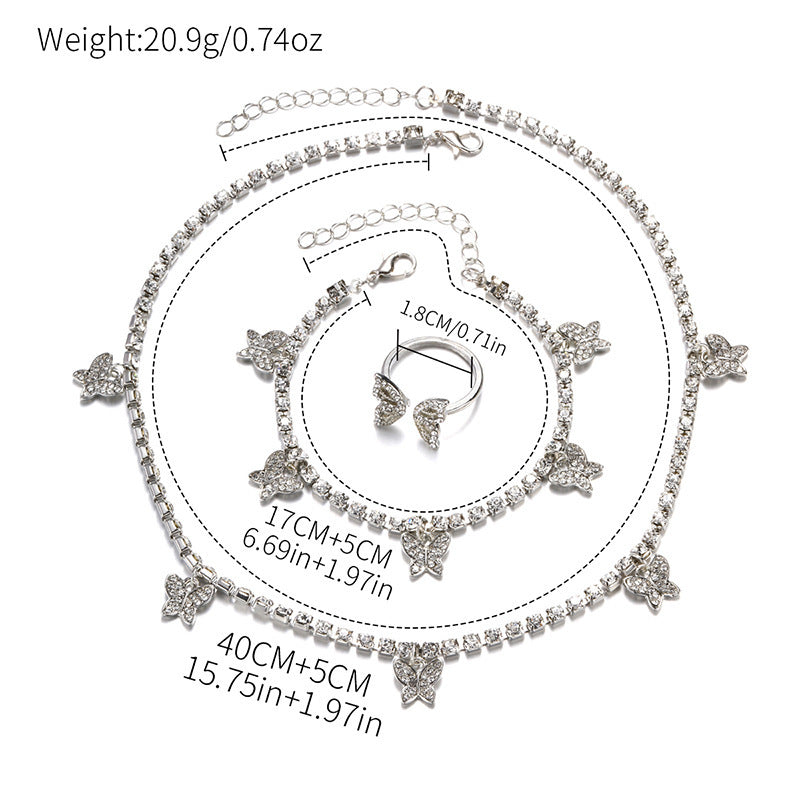 Wholesale diamond-studded open ring - european & american cross-border fashion jewelry, butterfly ring, versatile minimalist handpiece for women