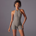 High-intensity workout backless yoga bodysuit - quick-dry, compression, zipper, barely-there feel, customizable fitness leotard
