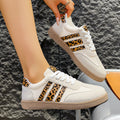 Exportplus sizespring & fallnew arrivalretro leopard print white shoes women's cross-border round toe tie backplus sizecasualeasiest for match women's shoes