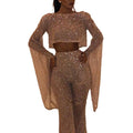 new european and american style women's export clothing,  &  two-piece sexy long sleeve backless jumpsuit with pants