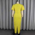 women's elegant bubble sleeve jacquard dress - bow detail, ruched waist, bodycon, evening gown