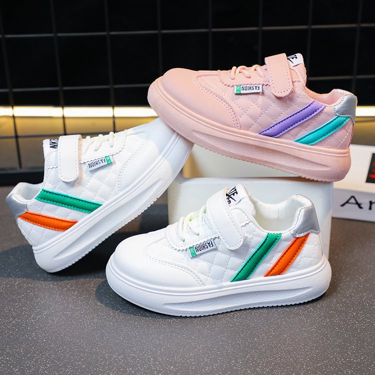 2025 spring and autumn solid color Korean version of little white shoes boys and girls board shoes sweet sports shoes casual versatile lightweight single shoes