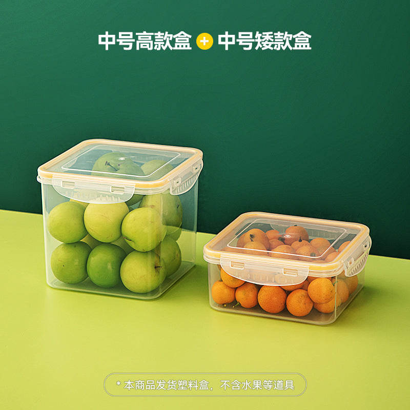 Kitchen finishing dustproof storage box with lid transparent refrigerator storage box food grade plastic food crisper