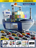 Upgraded luxury large cargo ship with gold 18 cars + 1 tractor [exquisite gift box]