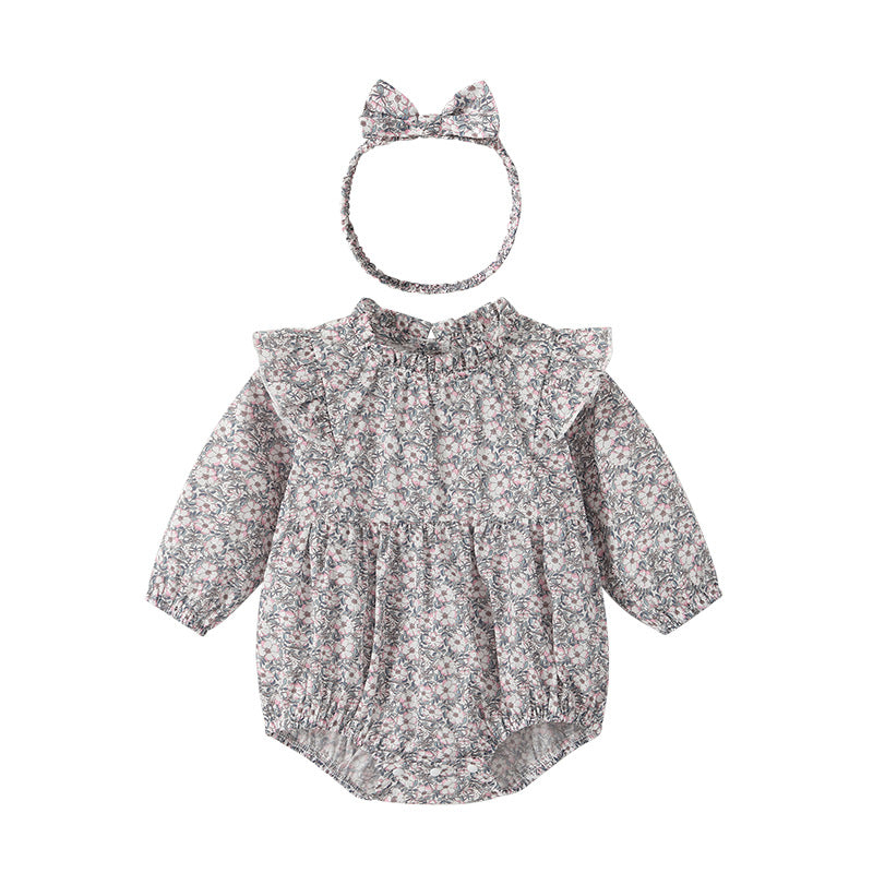 Newborn baby romper - autumn new arrivals: baby girl princess bodysuit, 100-day celebration outfit, long-sleeve autumn clothes for toddlers