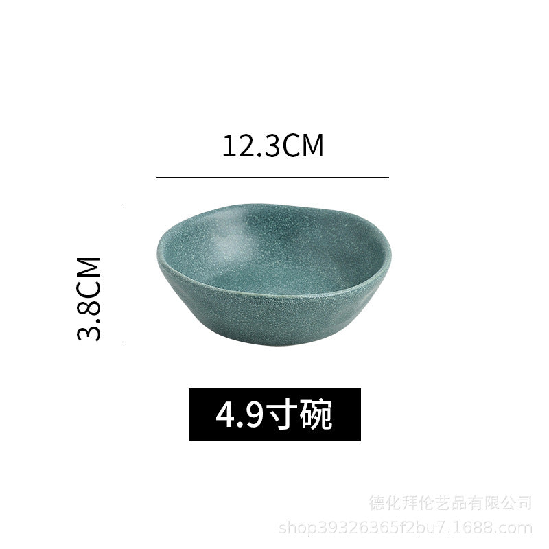 Irregular shaped bowls & plates - home ceramic salad bowl - nordic style shallow soup plate - matte minimalist flat plate - breakfast plate