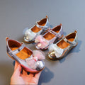 Girls'  spring new bowknot soft sole princess leather shoes for toddlers and young children - wholesale magic tape closure kids' shoes (direct from manufacturer)