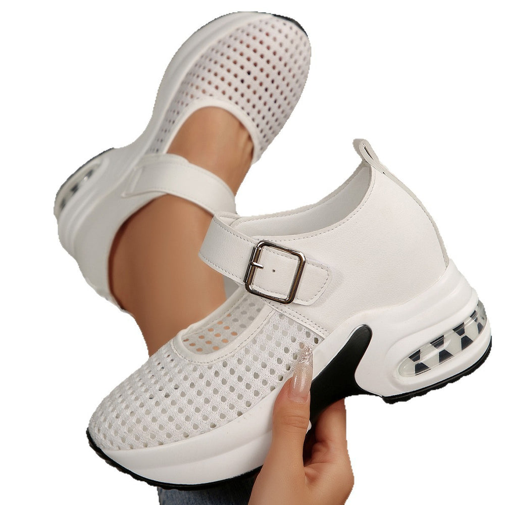 Exportplus size toe wedge sandals women's summer new arrivalcut out air cushion thick sole velcro women's sandals cross-border