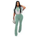 C7306 cross-border   fashion women's casual slim-fit activewear short sleeve top and pants set - new