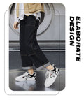 Men's white sneakers - spring/autumn breathable 2025 new trendy brand chunky sole athletic casual skate shoes - niche versatile streetwear footwear