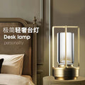 Luxury metal touch table lamp - bedroom bedside lamp, portable rechargeable bar & dining table lamp, camping atmosphere retro night light