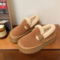 Thick sole birkenstock shoes women's fleece-linedthickened slip-on women's shoes 2025new arrivalwinter cotton shoes snow boots furry shoes