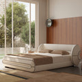 Designer cotton linen cream style bed master bedroom double soft pack cloud quilt bed classy bedroom 1.8m accessible luxury fabric bed