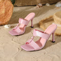 2026 new pink stiletto heel sandals - women's luxury-inspired open-toe sandals with buckle strap, fashionable and versatile