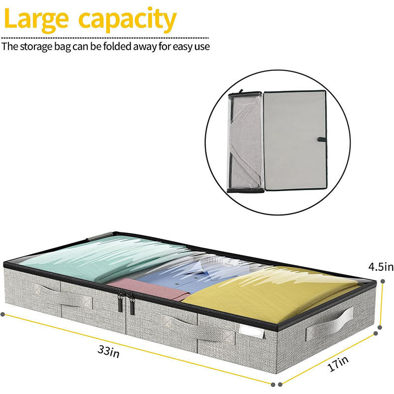 bed transparent storage box blanket clothing shoes finishing bag cationic with zipper compartment storage box