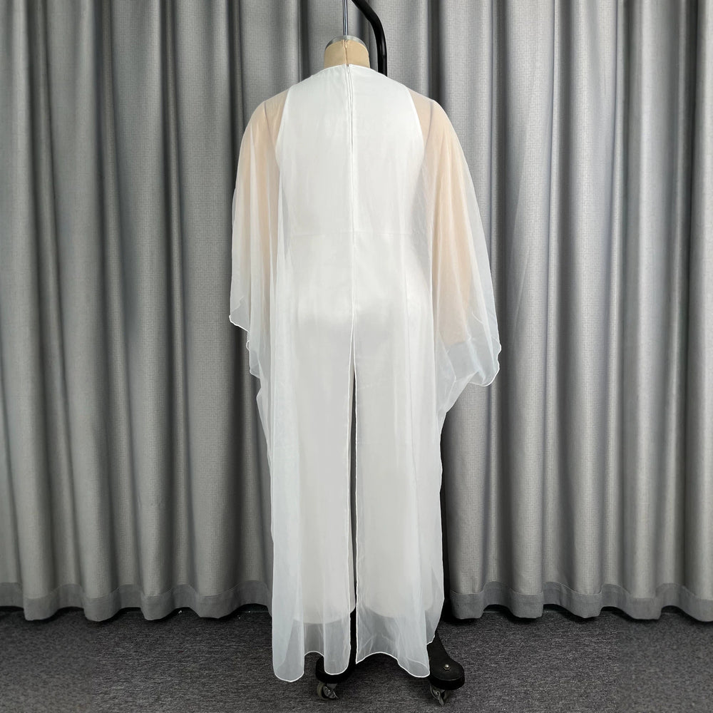 fashionpure colorelegant flowy deep v neck jumpsuit loose chiffon blouse robe wide leg jumpsuit