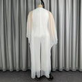 fashionpure colorelegant flowy deep v neck jumpsuit loose chiffon blouse robe wide leg jumpsuit