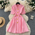 Xiaoxiangfengclassy contrast colorbows strappy long sleevesdress women's metal buckle waist slimming lookknitting short skirt