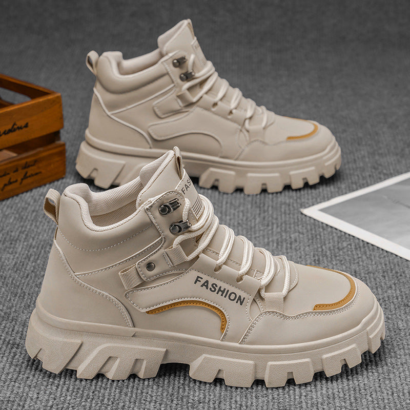 High-top men's boots - spring 2025 new collection: men's chunky sole, non-slip martin boots, outdoor wear-resistant work boots