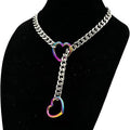 Amazon new arrivalcolorful double heart necklace punk cuban adjustable women's clavicle chain necklace necklace wholesale