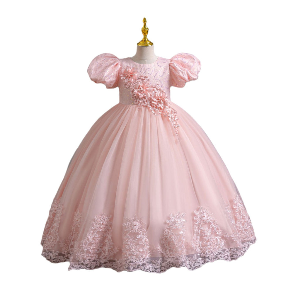 Ready-to-ship new girls' evening gown lace sequin princess dress piano performance dress children's dress