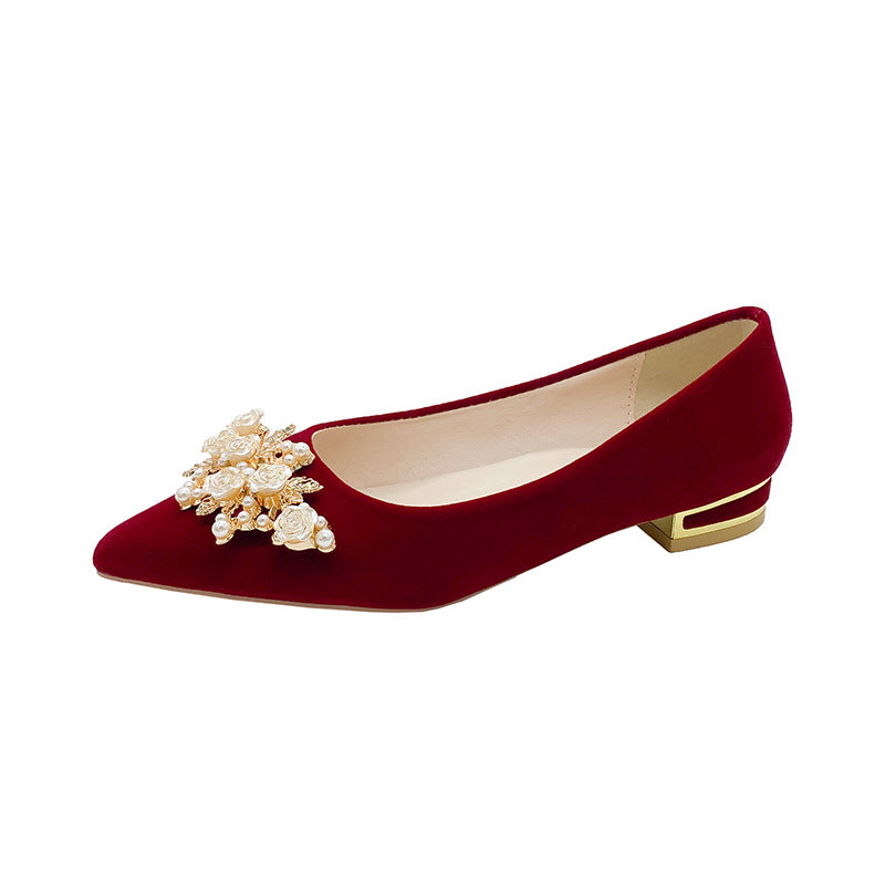 Toasting shoes red wedding shoes for women 2024 new arrival chinoiserie xiuhe suit bridal shoes can be worn by pregnant women with low heels and not tiring feet