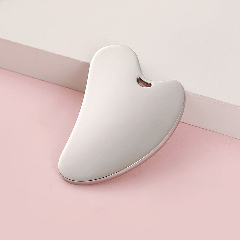 Factory direct zinc alloy scraping tool - heart-shaped scraping plate with hole, metal fascia knife, massage gua sha beauty tool