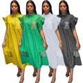 supply of loose pure cotton fashion shirt skirt beaded hot diamond european and american african popular women's clothing big sale
