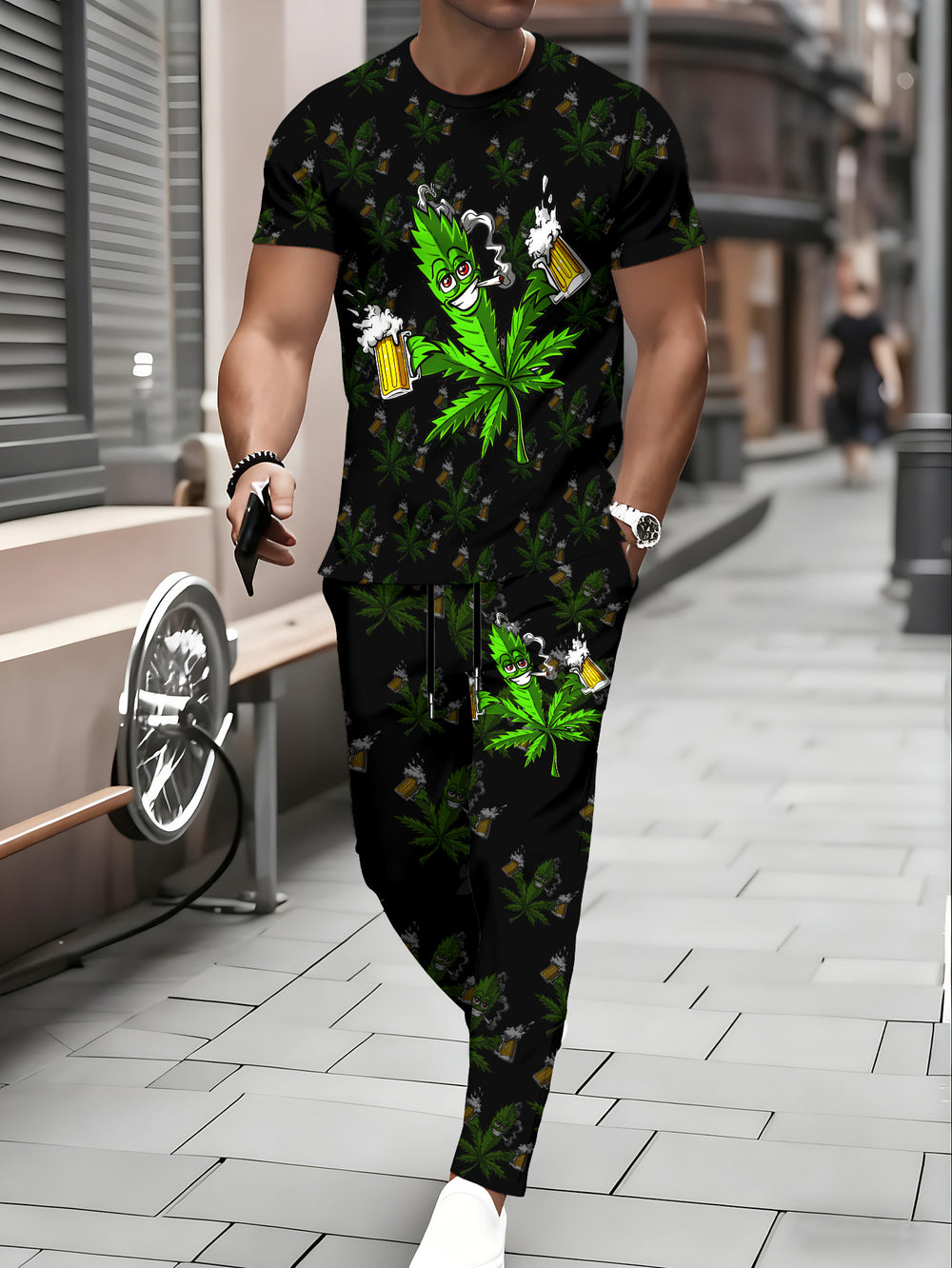 Men's casual activewear set - cross-border hot seller in europe and the us (short sleeve)
