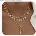 Fashion cross-border hot-selling multi-layered necklace stylish full diamond multi-layered cross pendant necklace clavicle chain