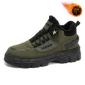 Winter men's shoes 2025 new fleece-lined warm swivel buckle high-top sneakers outdoor work boots martin boots cotton shoes