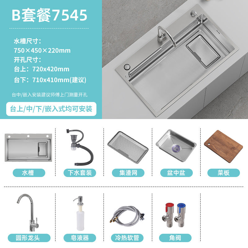 Double slag collection sink large single slot high quality stainless steel kitchen sink thickenedfor home dishwashing sink vegetable sink