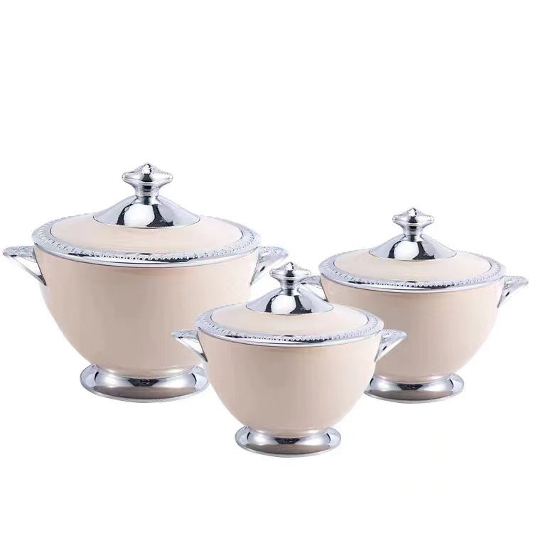 cross-border crown cup thermal insulation box 3-piece set 1.2l, 1.8l, 3.2l food warmer