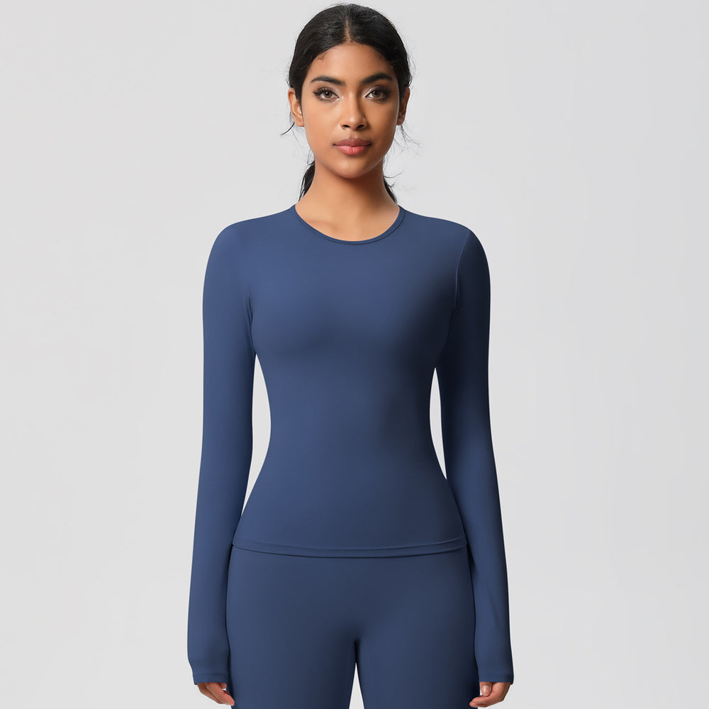 nude feel brushed yoga top - quick-dry, compression fit, long sleeve activewear for running and fitness